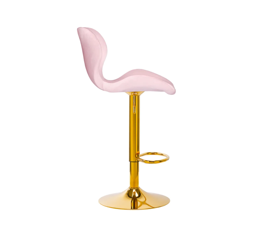 Tabouret cosmétique haut Liz  - Velours Rose et Or