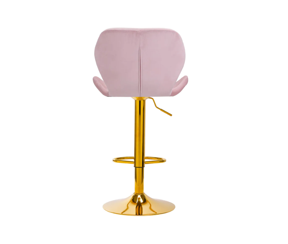 Tabouret cosmétique haut Liz  - Velours Rose et Or