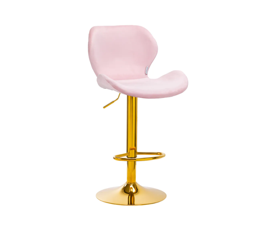 Tabouret cosmétique haut Liz  - Velours Rose et Or