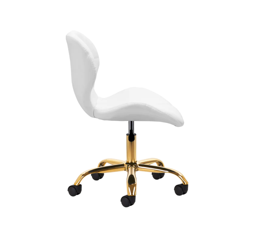 Tabouret cosmétique à roulettes Schwarz - Blanc et Or