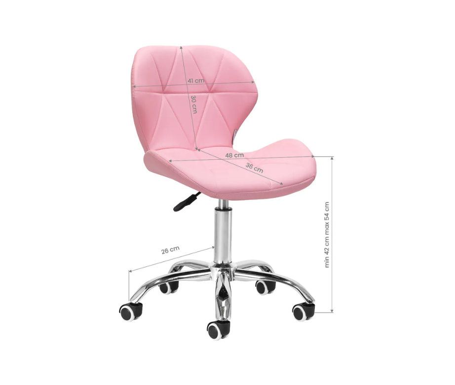 Tabouret cosmétique à roulettes Schwarz - Rose et Chrome