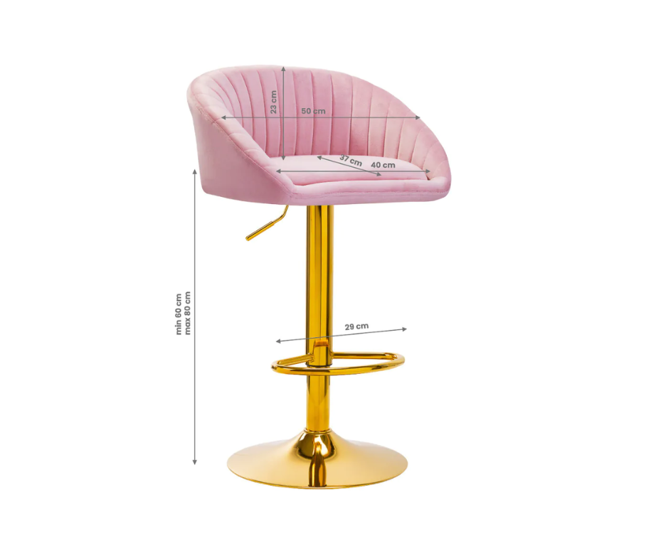 Tabouret cosmétique haut Volga - Rose et Or