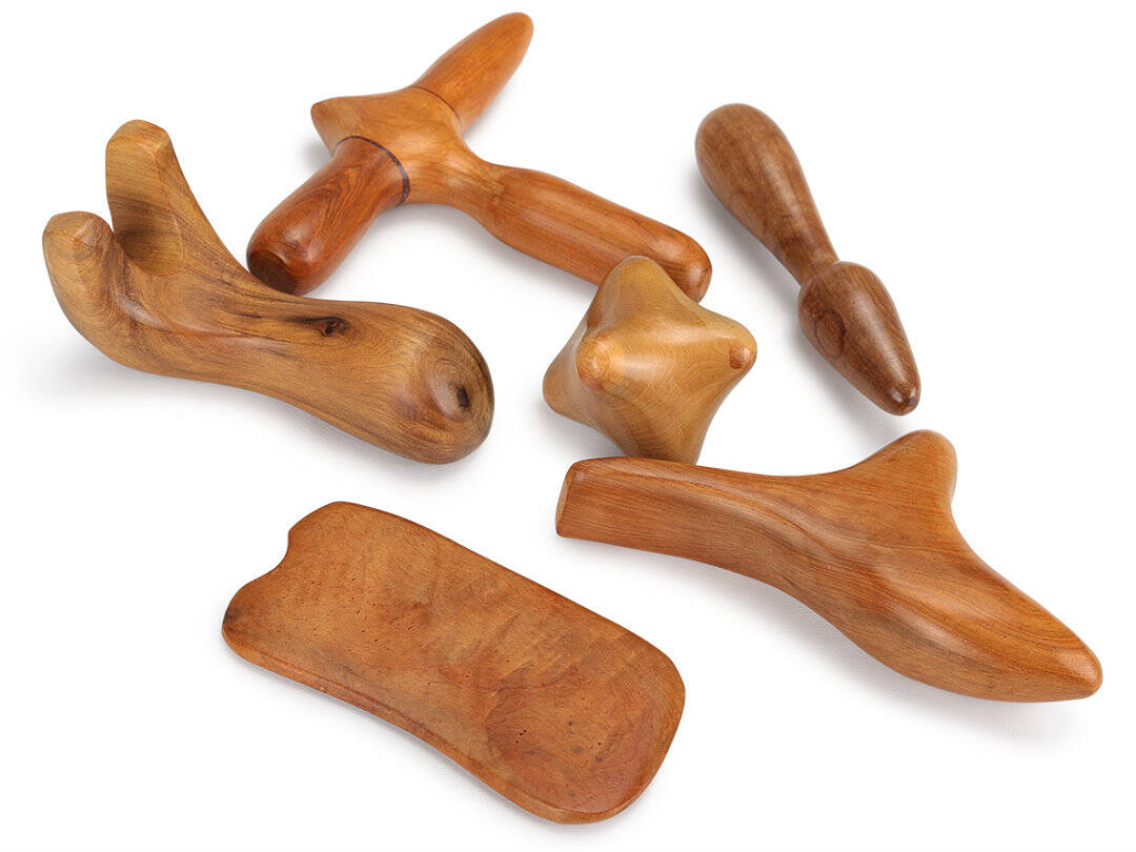 Set de 6 accessoires en bois pour massage profond